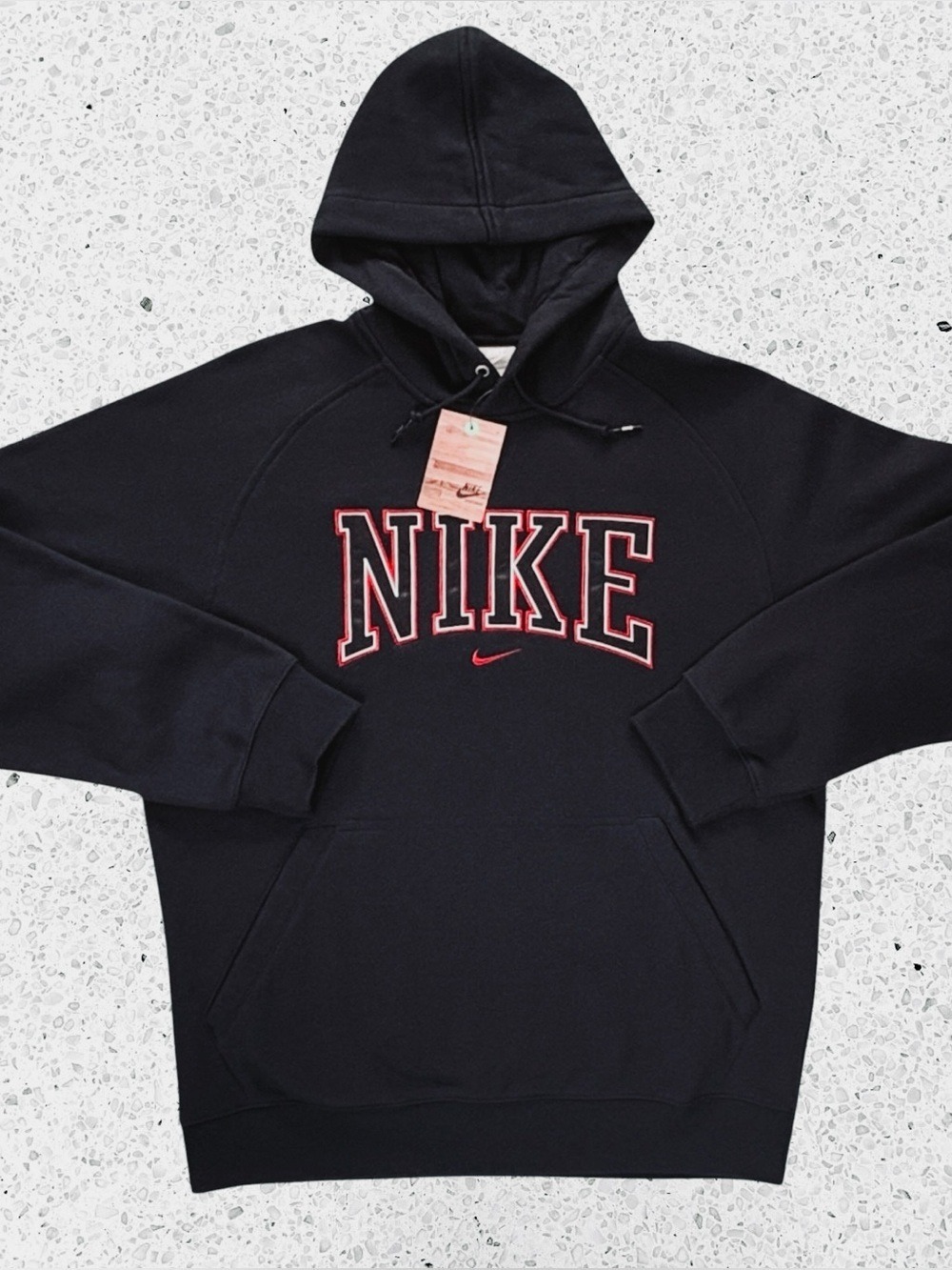 Nike Mens M Black Spell Out Varsity Hoodie Pullover Fleece NWT 2008 Style 279203